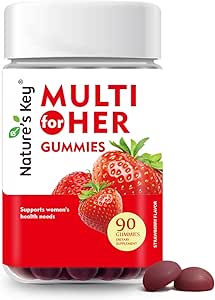 Nature's Key Women's Strawberry Flavored Multivitamin Gummis, 90 Count, Immununterstützung, 18 Essential Vitamins, Niacin, Pantothenic Acid, Biotin, Calcium & Folsäure