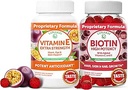 Lunakai Vitamin E und Biotin Gummie Bundle - 3000 mcg Gummi für Erwachsene Energieunterstützung und Knochengesundheit - Vitamine für Haar, Haut und jugendliche Erscheinung