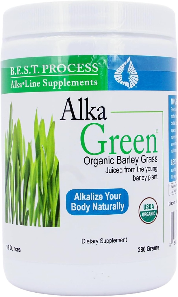 Alka•Green Powder Best Process Alkali — Nährstoff Dense Organic Gerste Grass Supplement — natürliche Quelle von Enzymen & Aminosäuren