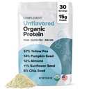 Komplement Organic Unflavored Vegan Protein Powder (30 Servierungen) Low Carb, Low Calorie, Sugar Free, Soy Free, Non-GMO, Glutenfrei, Non Dairy- Yellow Pea, Kürbis Seed- 15g Pflanzenbasiertes Proteinpulver