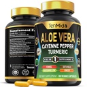 Aloe Vera Capsules Supplement - 8in1 Formel - Kombinieren Sie mit Turmeric, Cayenne Pepper, Marshmallow, Fennel, Gotu Kola, Ginger und Black Pepper - 90 Kapseln für 3 Monate Versorgung