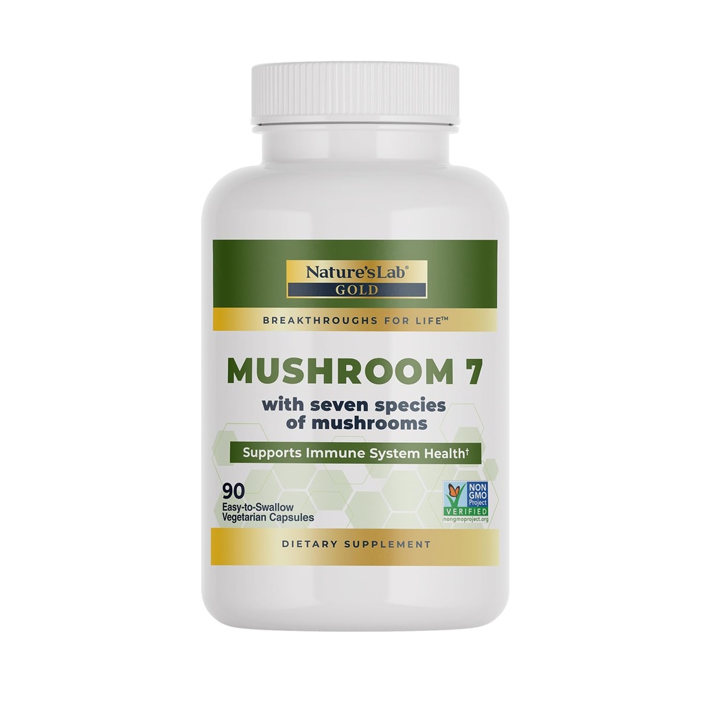 Nature's Lab Pilz 7 Organic Blend - Vorteile Das Immunsystem, Zellfunktion und Ausdauer - 90 Kapseln (45 Servierungen)