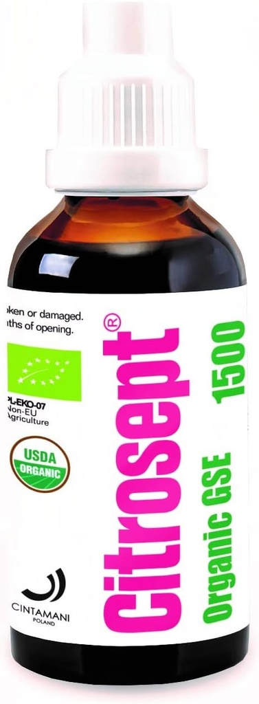 Citrosept Organic GSE, hochwertiger Extraktionsprozess für Reinheit | Max Strength | Original Grapefruit Seed Extract Flüssigkeit mit Antioxidantien Eigenschaften | Immunsystem Unterstützung | 1 x 50ml Flasche