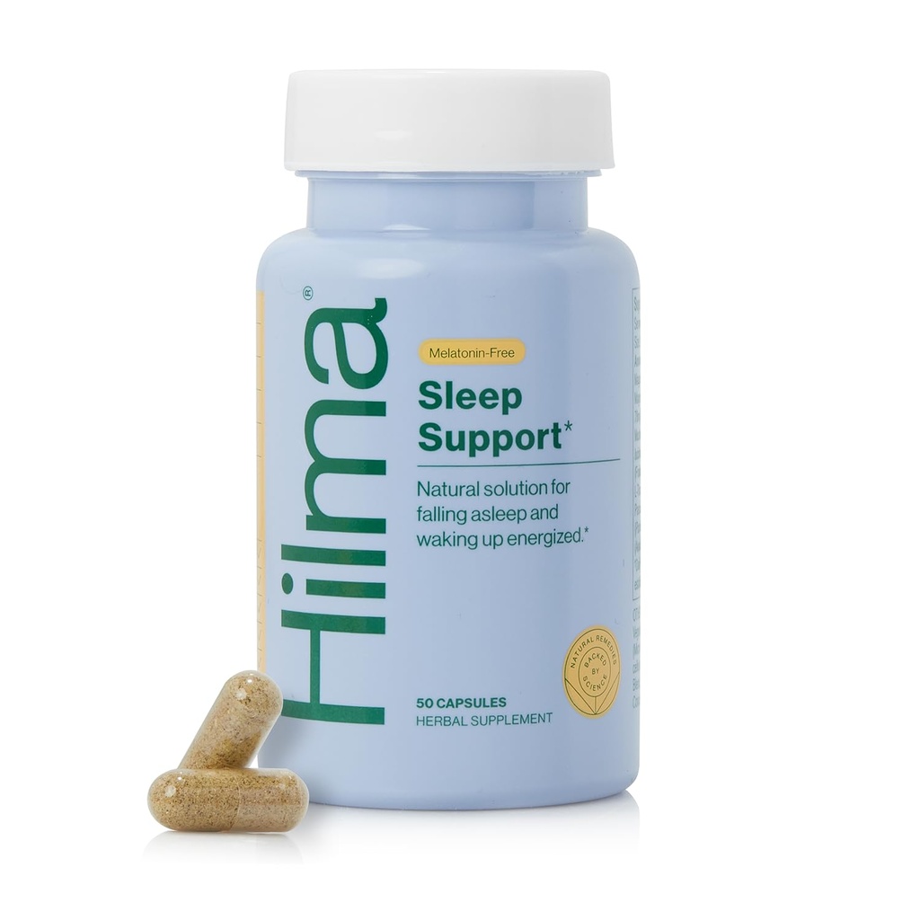 Hilma Schlafhilfe Formuliert mit Magnesium & L-Theanin, natürliche Schlafhilfen für Erwachsene, um Ihnen zu helfen, Einschlafen und Bleiben Sie schlafen Melatonin-frei, nicht-Drowsy Next Day Formel, 50 Vegan Kapseln