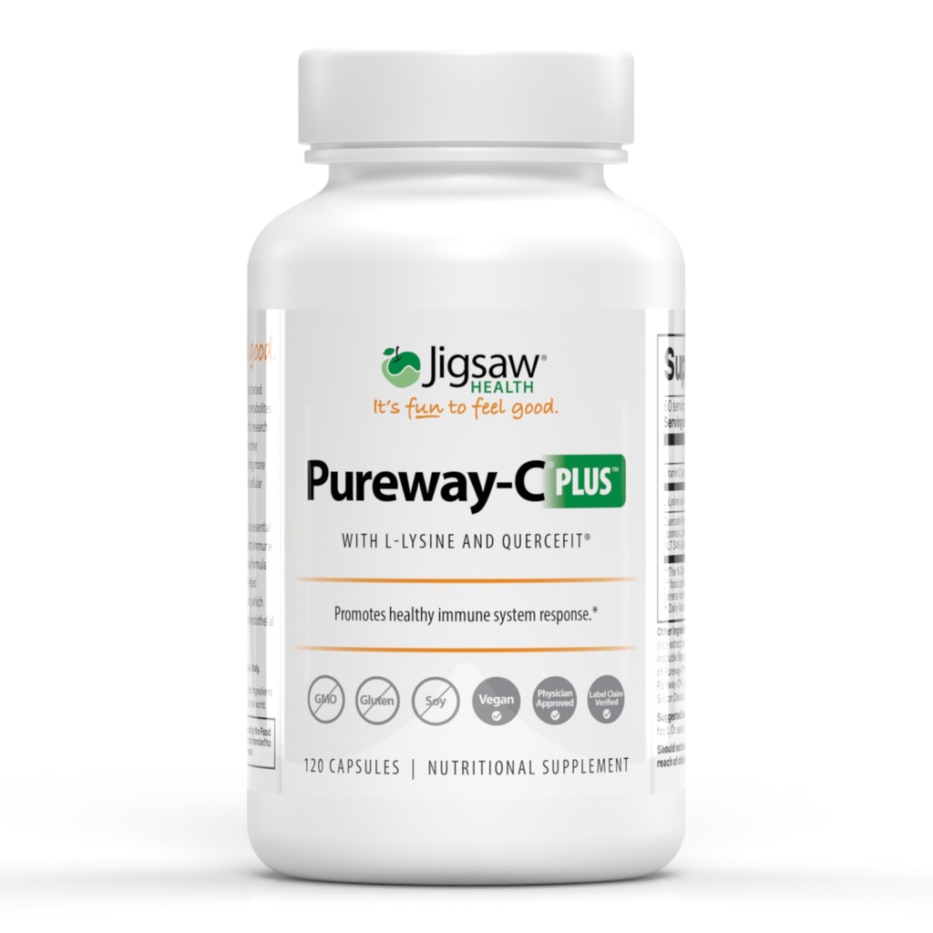 Jigsaw Gesundheit Pureway-C Plus | Vitamin C mit L-Lysin und Quercetin | Fördert gesunde Immunsystem Antwort | 120 Kapseln | 60 Servierungen