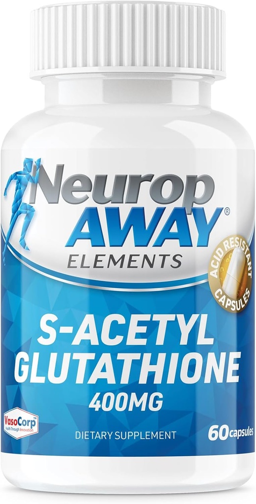 NeuropAWAY Elements S-Acetyl-Glutathione 400mg Säurebeständige Kapseln 60ct (60 400mg Kapseln pro Flasche) 3rd Party Getestet Made in a cGMP Facility