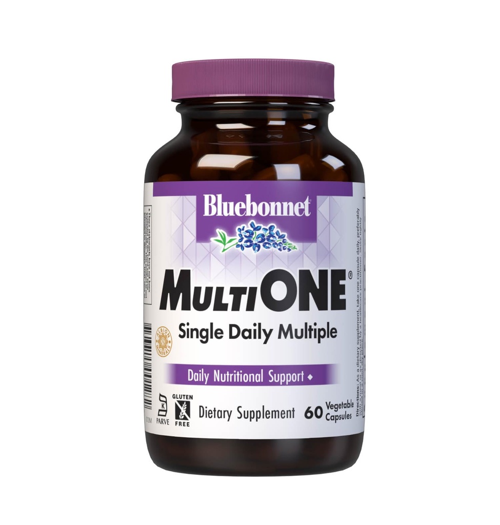 Bluebonnet Nutrition Mult One (mit Eisen), Daily Nutritional Support*, Vegetarisch Freundlich, Kosher Certified, Glutenfrei, Dairy-Free, 60 Gemüsekapseln, 60 Servietten
