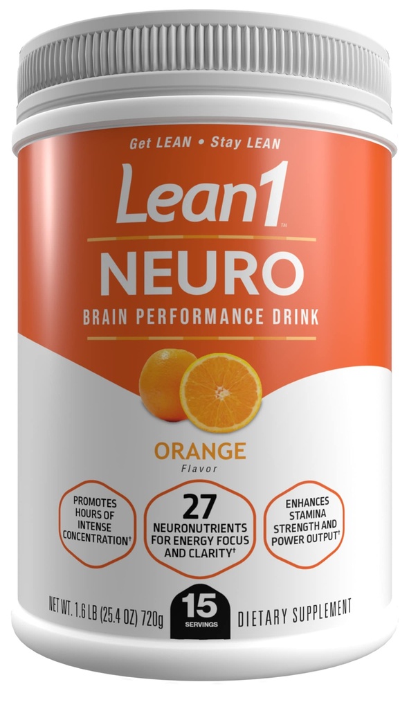 Lean1 Neuro, Mental Energy Powder Drink, Orange Geschmack, 15 Servierwanne von Nutrition53