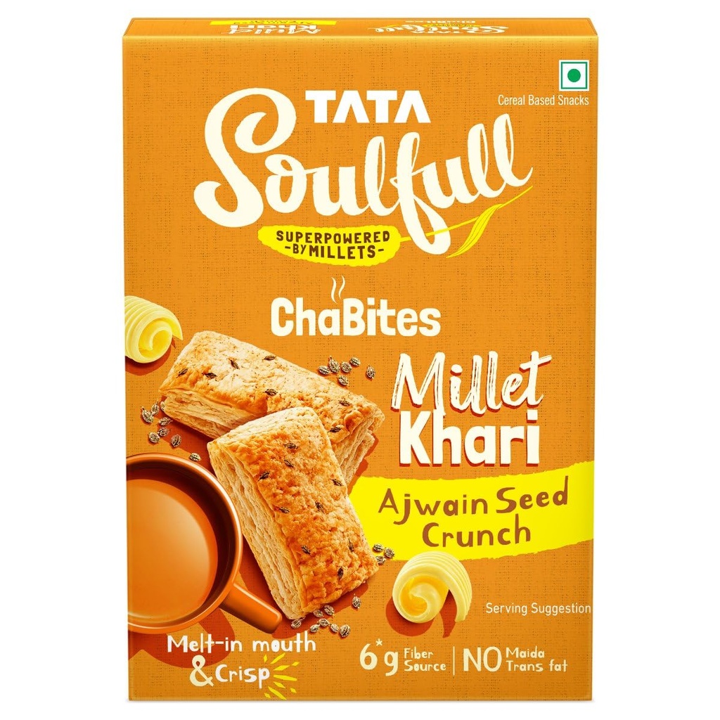 Tata Soulfull Chabites Ajwain Seed Crunch Millet Khari, 160g
