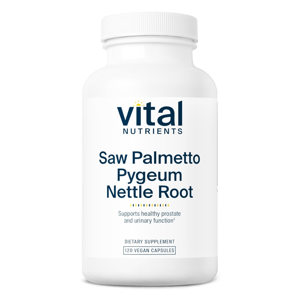 Vital Nährstoffe Säge Palmetto mit Pygeum & Nettle Root - Vegan Saw Palmetto für Männer unterstützt gesunde Prostata Funktion* - Gluten, Dairy, Soy Free - 120 Kapseln