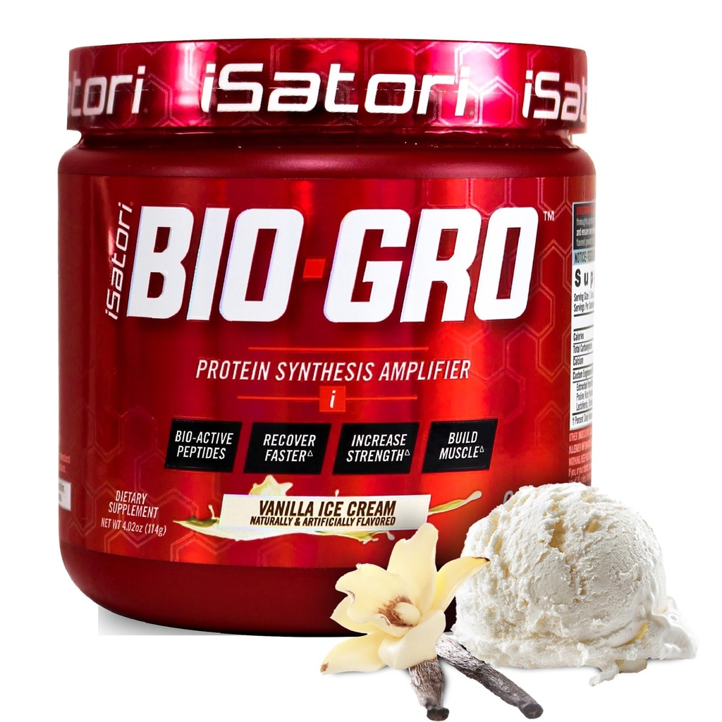 iSatori BIO-GRO Protein-Syntheseverstärker, für Muskel-Recovery & Growth, Enhanced Stimulant Free Pre-Workout & Colostrum Supplement mit Bio-Active Peptide- Vanille-Eiscreme (60 Servings)