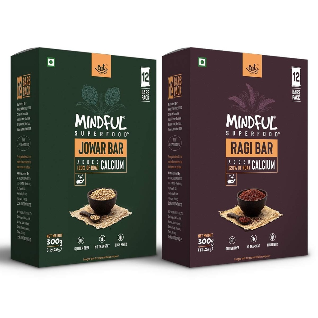Eat Anytime Multigrain Millet Energy Bars, 24 Bars | High Protein, High Fiber, No Added Sugar | Gluten Free Granola Bars with Ragi, Jowar, Dark Chocolate | Healthy Snack (600g) | Pack of 2