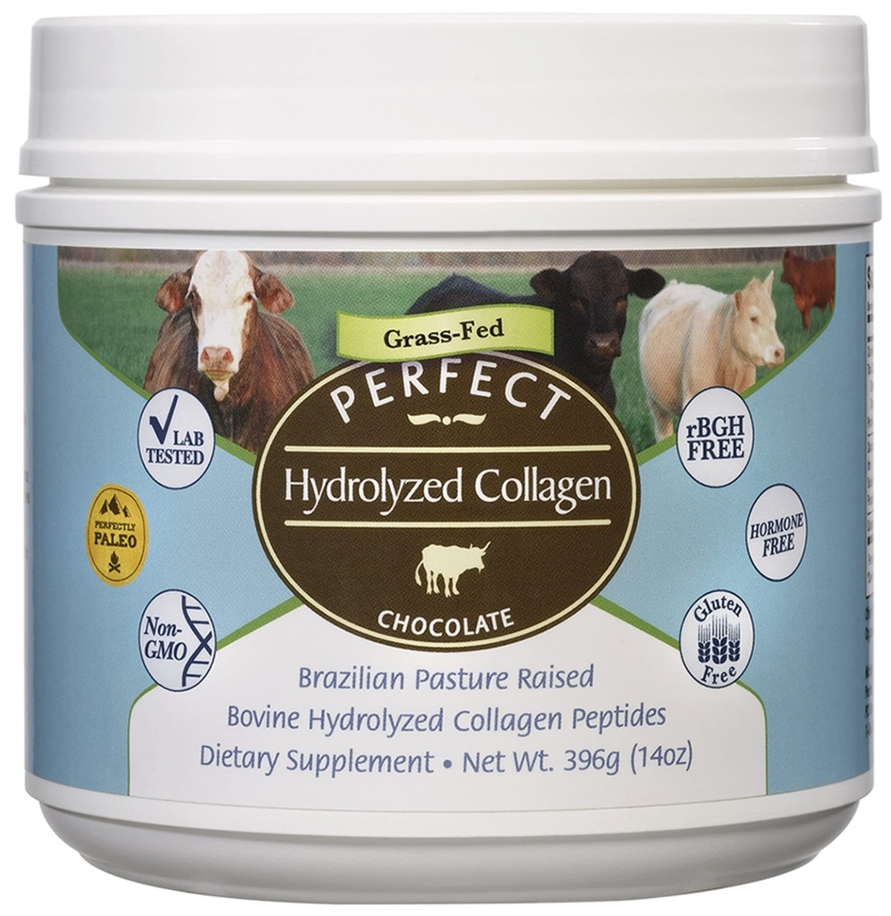 Perfekte Ergänzungen - Perfekte hydrolysierte Collagen Schokolade – 396 Gramm – Bovine Hydrolyzed Collagen Peptide – Pesticide & Hormone Free – Brasilianische Weide Raised