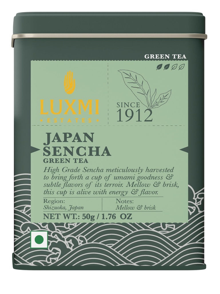 Luxmi Estates Japanese Sencha Green Tea | Authentic Japanese Sencha | Mild, Rich & Refreshing Premium Chai, 50 Grams | Improve Metabolism | Antioxidant-Rich Wellness Tea