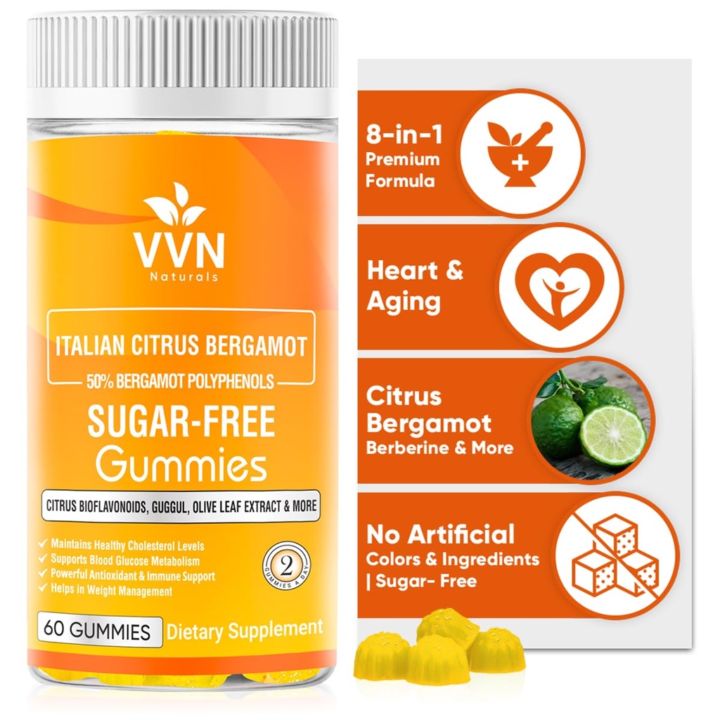 2900mg Citrus Bergamotte Mischung 25:1 Extraktgummis (Italien Sourced & Manufactured in USA) für Immunsystem Unterstützung & Gesunde Alterung mit Guggul, Pine Bark & More | Sugar-Free, 60 ct.