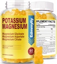 Kalium-Magnesium-Ergänzungsgummis für Erwachsene Hohe Absorption Kalium Gluconate 99mg Magnesium Citrat 250mg mit Vitamin B6 B12 Unterstützt Stimmung, Energie, Muskelentspannung, Knochengesundheit, Zuckerfrei