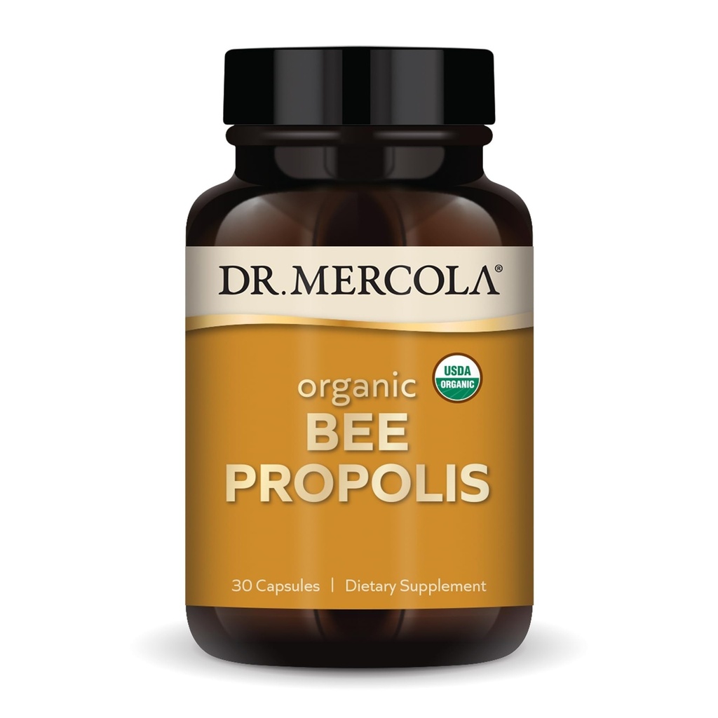 Dr. Mercola Organic Bee Propolis, 30 Servierungen (30 Kapseln), Nahrungsergänzung, Unterstützt Atmungsgesundheit, Non-GMO, zertifiziert USDA Organic