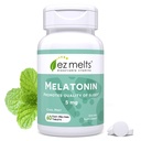 EZ Melts Melatonin - Sleep Support Supplement - Keine künstlichen Aromen - Nicht-GVO & Zuckerfrei - Cool Mint - 60 lösliche Tabletten (60 Portionen)
