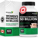 RENEW ACTIVES Probiotics for Women 50 Billion CFU pro 2 Kapseln – MAKTREK Technology, 4 Probiotische Strains & Prebiotic Blend– unterstützt Verdauungsgesundheit & Gut Flora Balance– Made in Canada– 60 Kapseln