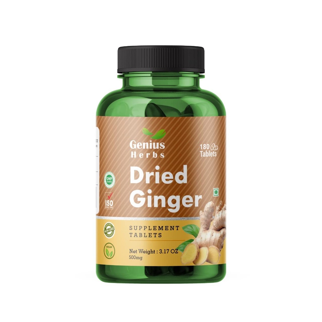 Dried Ginger Tablets/Capsules 500mg – 180 Veg Tablets | Ayurvedic Herbal Supplement for Digestion, Immunity & Gut Health | Natural Ginger Extract Formula | Vegan, Non-GMO