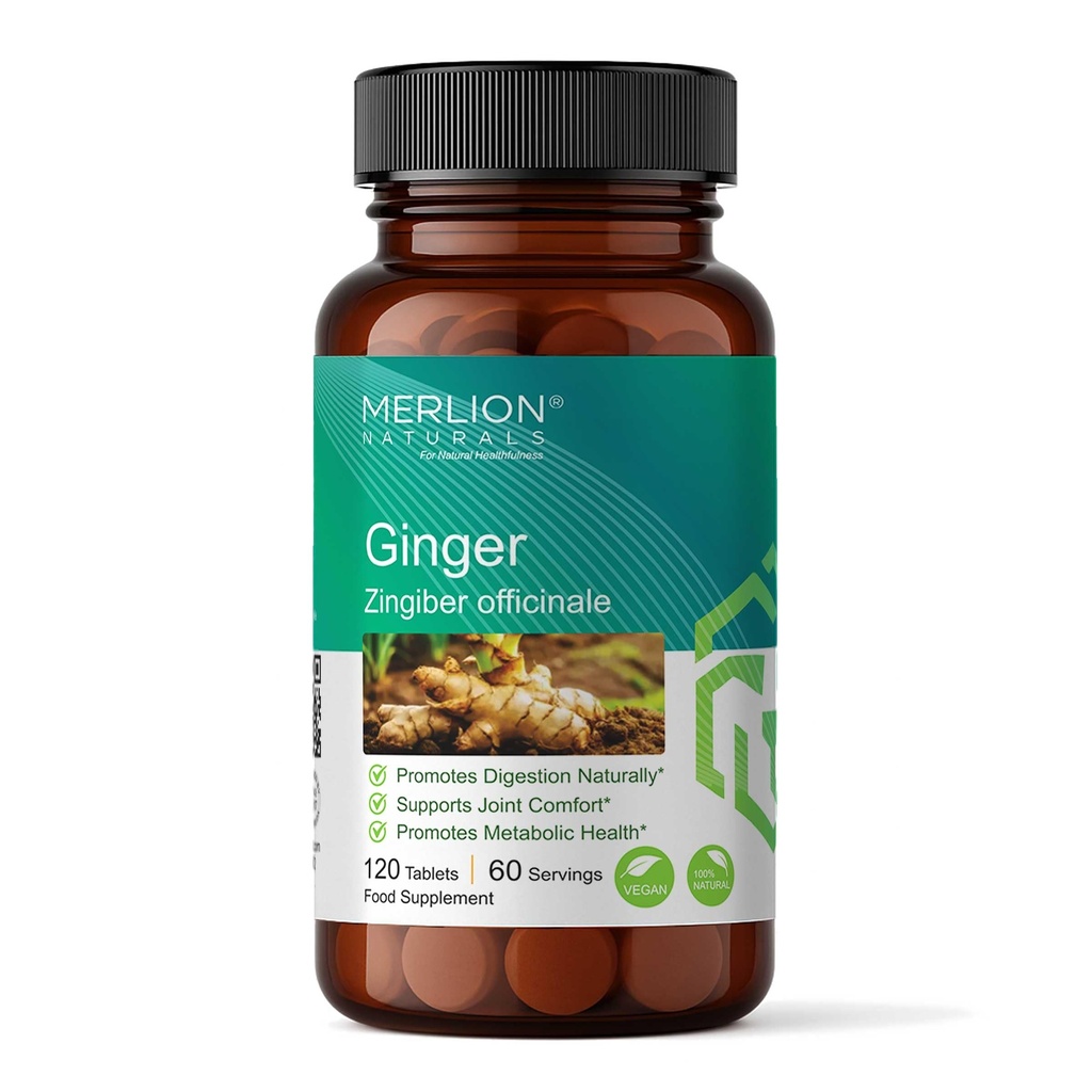 Merlion Naturals Ginger Tablets, Zingiber officinale, 500mg (120 Tablets)