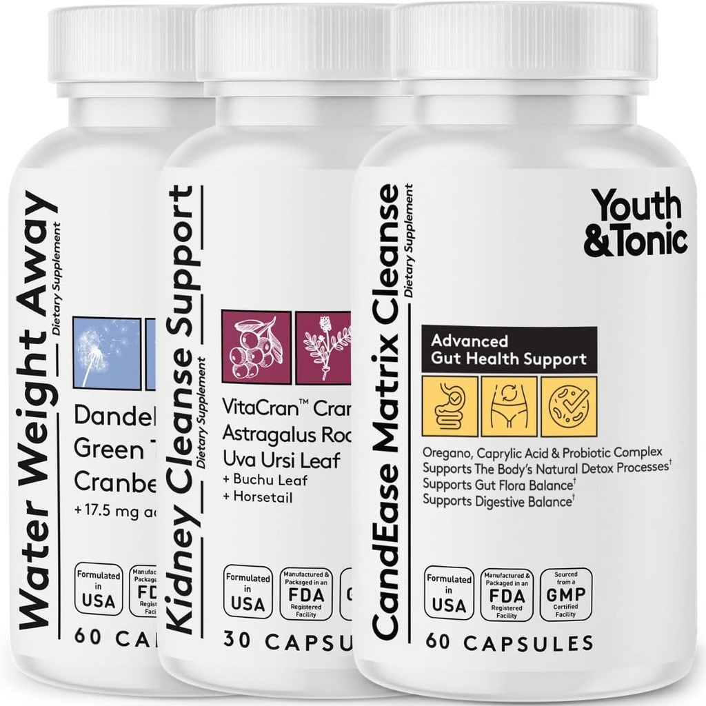 Jugend & Tonic CandEase Complex Bundle Supplement | Verdauungssystem Reinigung Gut Gesundheit & Darm Flora Unterstützung