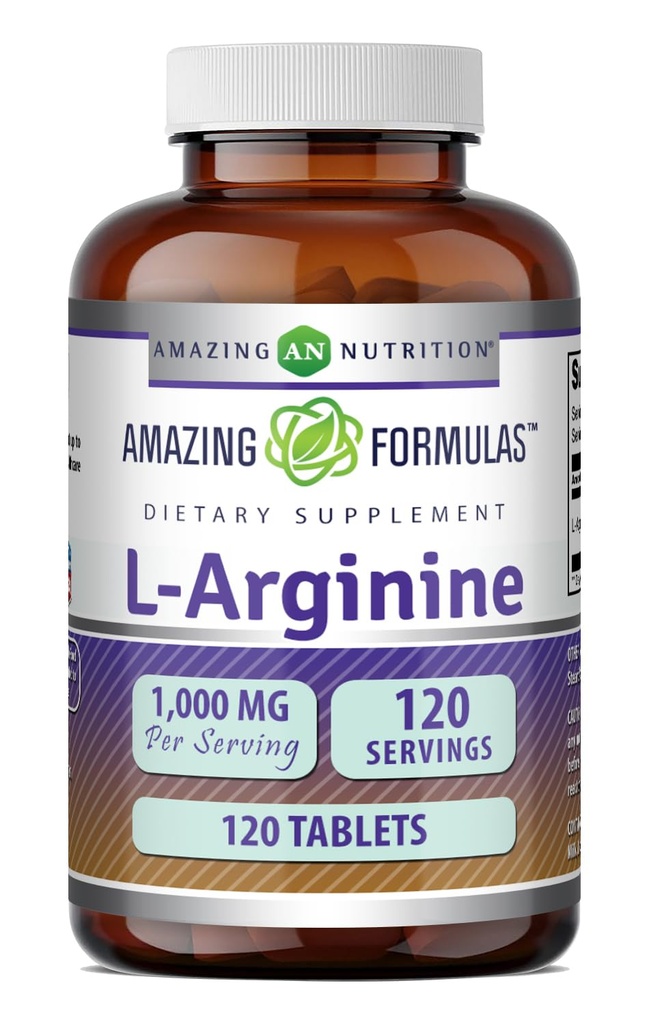Erstaunliche Formeln L-Arginin Ergänzung | 1000 Mg Pro Servieren | Tabletten | Aminosäure Ergänzung für Frauen & Männer | Non-GMO | Gluten Free | Made in USA (1 Pack | 120 Count)