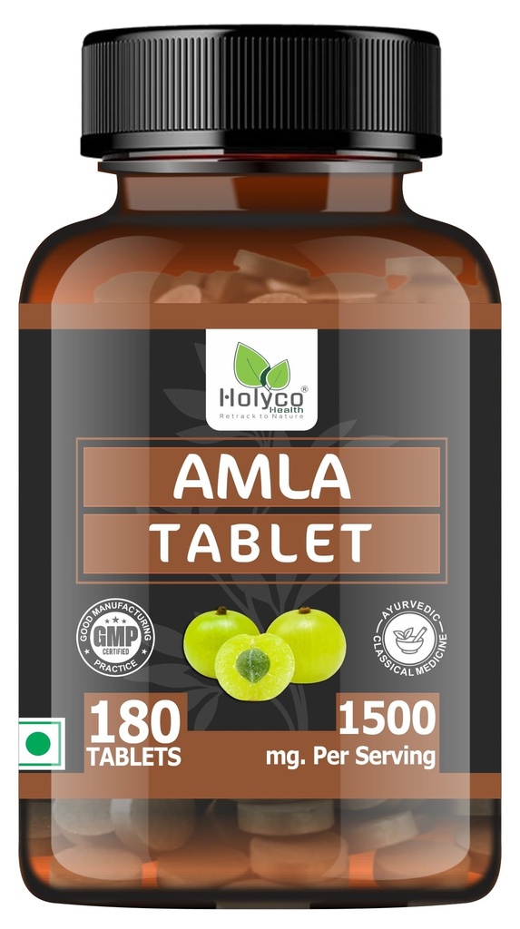 Amla Tablet - 180 Tablets | Amalaki, Indian Gooseberry, Dhatriphala Tablets I Natural Vitamin C, Iron and Calcium