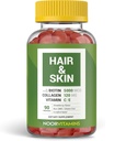 Noor Vitamine Halal Hair Vitamine Biotin, Collagen, Silica, Vitamin C & E unterstützt Haar, Haut und Nagel Gesundheit; Natürliche Erdbeere Gummy Vitamine. GMO, Glutenfrei & ein zertifiziertes Halal Vitamin (90 Count)