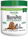 MacroLife Naturals MacroPets Greens Superfood Ergänzung Pulver Topper für Hund Katze kleine Mammal, natürliche Ernährung Boost Probiotics Verdauungsenzyme Vitamin E - Immune Gut Gesundheit & Energie - 6.35oz