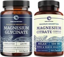 Magnesium Glycinat 400mg (120ct) & Magnesium Citrat 500 MG (120ct) | Hohe Absorption, ruhig, Entspannung, Verdauung & Muskelunterstützung | Non-GMO Magnesium Complex Bundle