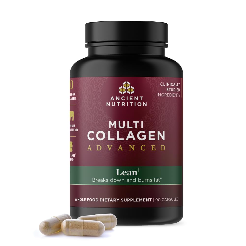 Antike Ernährung Multi Collagen Advanced Lean mit Probiotika, hydrolysierte Collagen Peptide unterstützt gesunde Gewichtsverlust und Fettverluste, 90 Count