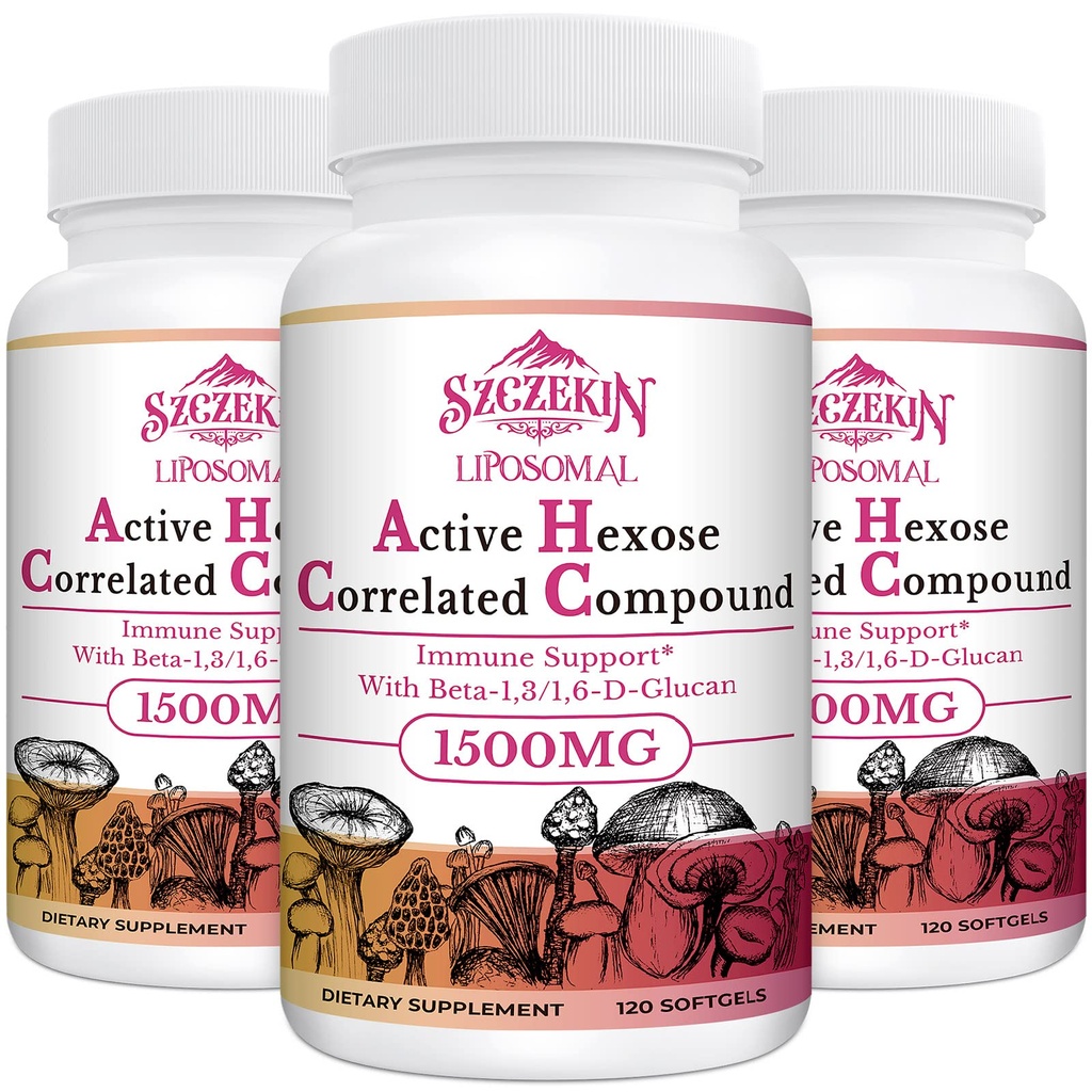 1500mg Liposomal aktive Hexose korrelierte Ergänzung,360 Soft Gels Beta-Glucans mit natürlichem Pilzextrakt, Immunsystem, Leberfunktion, Pflege T-Cell & Killer Cell Activity