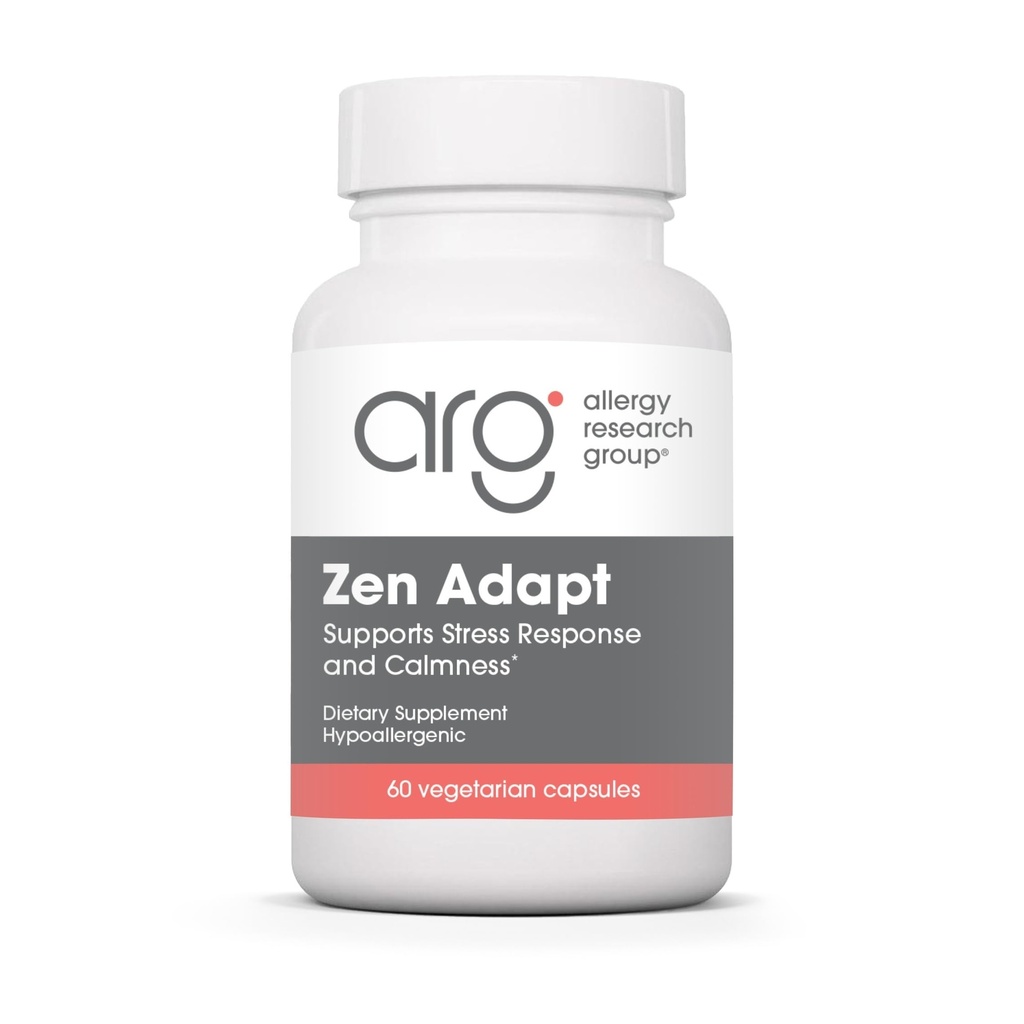 Allergy Research Group Zen Adapt - 200 mg L-Theanine, 125 mg Ashwagandha & 550 mg GABA - Supports Stress Response and Calmness - Vegetarian Capsules - Hypoallergenic Formula - 30 Servings - 60 Count