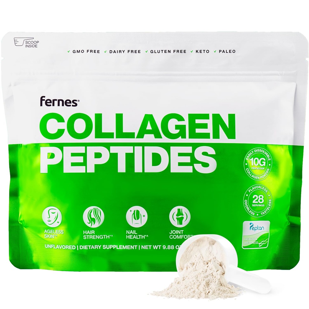 Hydrolysed Collagen Peptides Supplement für Frauen und Männer - Gelenk, Haar, Haut und Nägel Unterstützung - Gras Fed Typ I & III - Keto, Paleo - 28 Servierungen, 9.88 Unze, Unflavored Powder