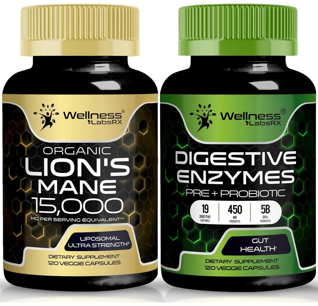 WELLNESS LABSRX Lions Mane Capsules | Verdauungsenzym Kapseln