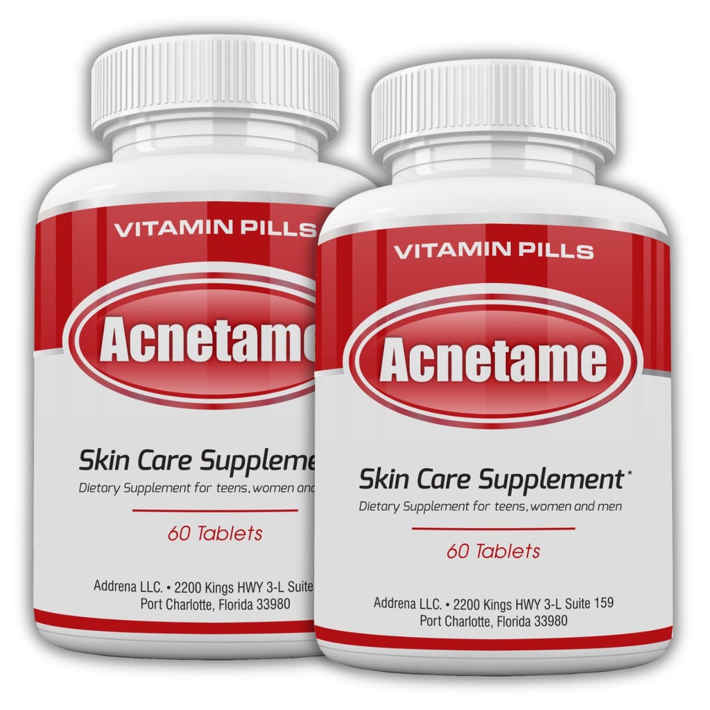 Akne Pillen 2 Pack 120 Pillen- Vitamin Ergänzungen für Akne Breakouts- Hormonale Pimple Tabletten zu Clear Oily Skin für Frauen, Männer, Jugendliche und Erwachsene