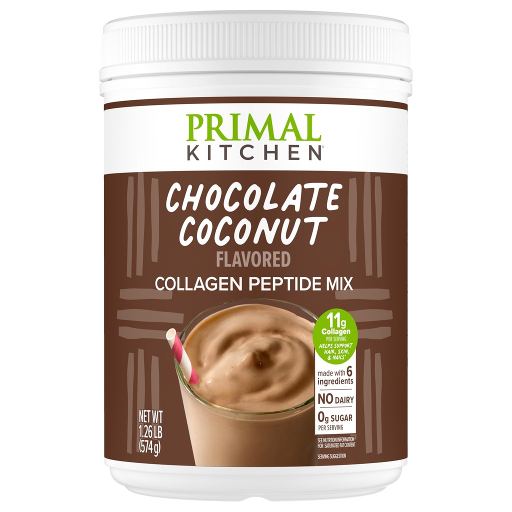 Primal Küche Schokolade Collagen Fuel® Drink Mix, Schokolade Kokosnuss Collagen Peptide, keine Milch oder künstliche Süßungsmittel, 20 Unzen