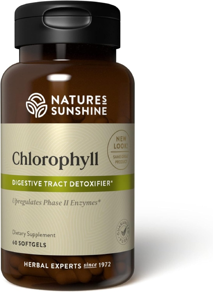 Nature's Sunshine Chlorophyll, 60 Softgel Kapseln: Unterstützung Verdauung, Immunität und Entgiftung mit internen Deodorant Vorteile. Easy-to-Swallow Capsules Promote Overall Well-Being & Energy