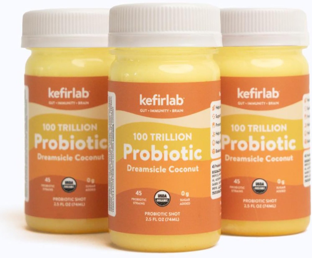 KefirLab Probiotics 100T CFU - 36 Strains - Vegan & Organic - Unterstützung Verdauung, Immunsystem, Gehirngesundheit, Stimmung & Stress. Dreamsicle (16-Pack)