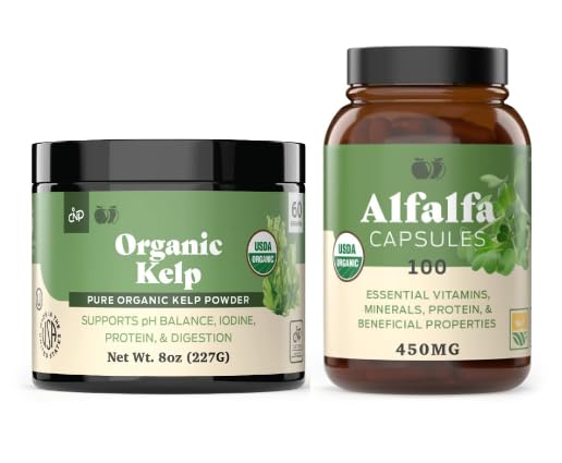Bio Kelp Pulver 8oz & Pure Alfalfa Blatt 100 Kapseln Bundle