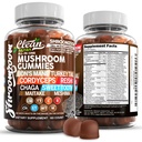 15in1 Mushroom Gummis mit Lion's Mane Türkei Tail Cordyceps Reishi Chaga Sweet Toot Maitake Meshima Poria Cocos Shiitake Tremella, Oyster Agaricus Pilze für Männer und Frauen Supplement Clean Nutra
