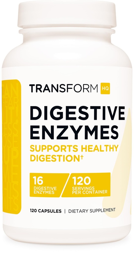 TransformHQ Digestive Enzyme Supplement (120 Kapseln) - 16 Enzyme, Unterstützt gesunde Verdauung