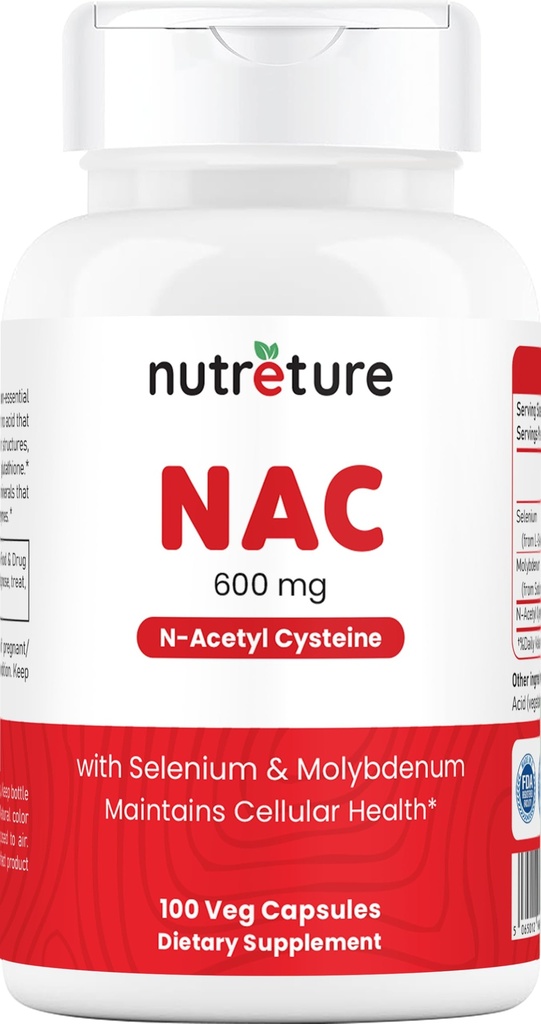NAC Supplement N-Acetyl Cystein Liver Supplement mit Selenium & Molybdän für Lebergesundheit | N-Acetyl Cystein 600 mg 100 Kapseln