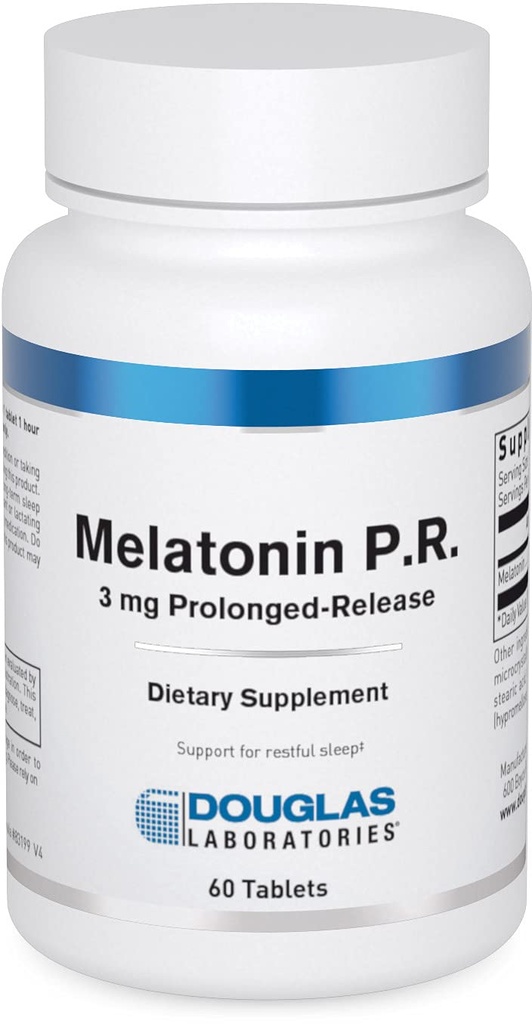 Douglas Laboratories Melatonin verlängerte Freisetzung - 3 mg Melatonin - Schlafunterstützungsergänzung - Für Hormonhaushalt, Entspannung, Antioxidantien und Immunsystem* - 60 Tabletten