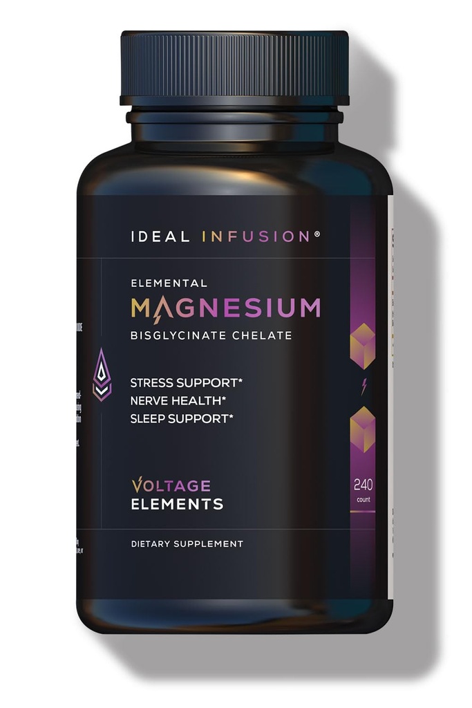 Spannungselemente Magnesium Glycinate Chelate 2777mg - Fördert Entspannung & Tiefschlaf - Elemental Magnesium 500mg (240 Kapseln) Vegan