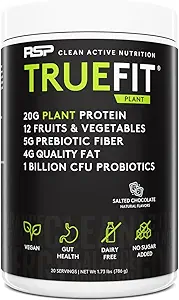 RSP TrueFit Vegan Protein Pulver Meal Ersatz Shake, Pflanzenbasierte Protein + Organische Früchte & Veggies, Fiber & Probiotics, Glutenfrei, Dairy Free