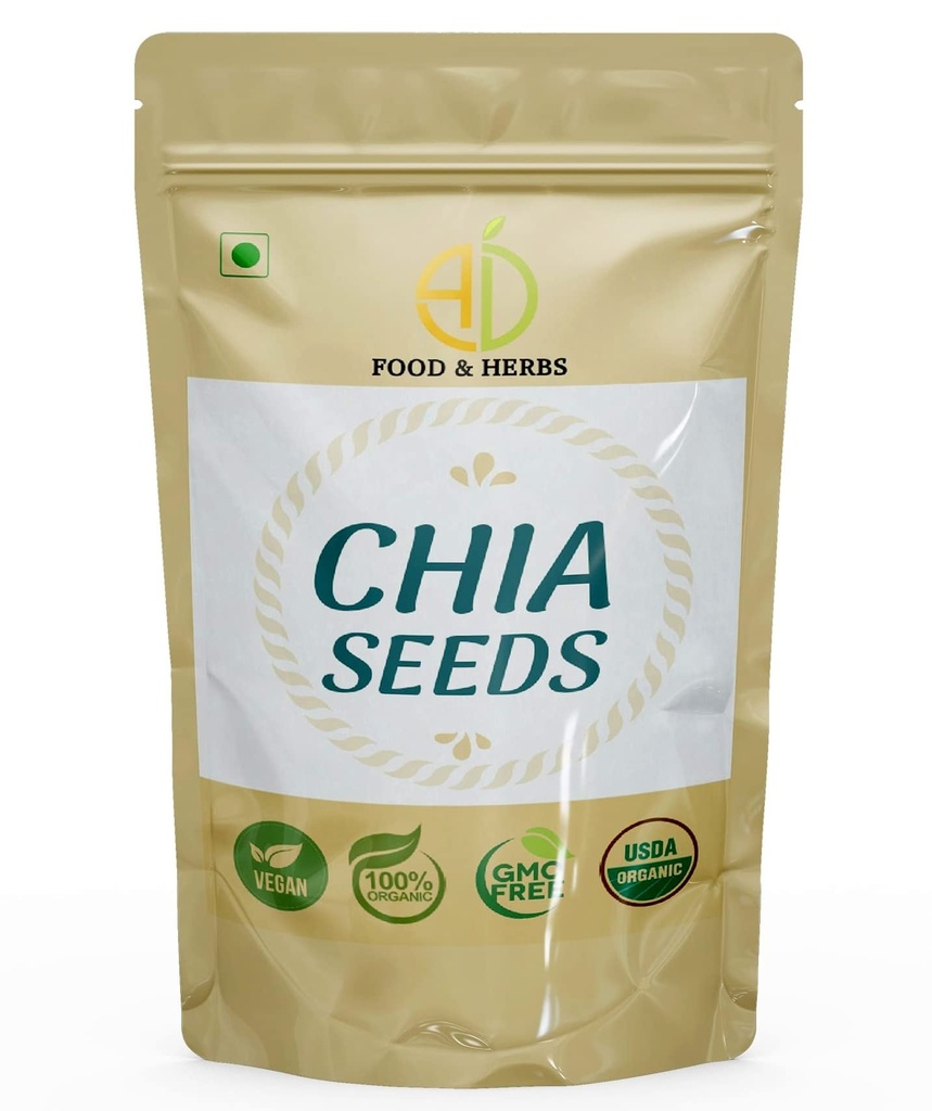 A D Food & Herbs Chia Seeds Raw Healthy Snack for weight loss super food (100)