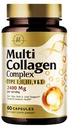 Multi Collagen Peptide 2400mg für Damen – Bester hydrolysierter Kollagenkomplex mit 5 Arten (I, II, III, V, X) - Gras Fed - Haar, Haut, Nagel, Knochen & Gelenkunterstützung für Beauty & Wellness – 60 Kapseln