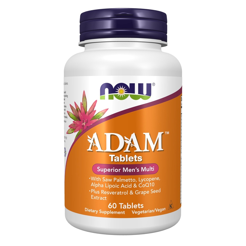 JETZT Nahrungsergänzungsmittel, ADAMTM Men's Multivitamin mit Saw Palmetto, Lycopin, Alpha Lipoic Acid und CoQ10, Plus Natürliche Resveratrol & Grape Seed Extract, 60 Tabletten